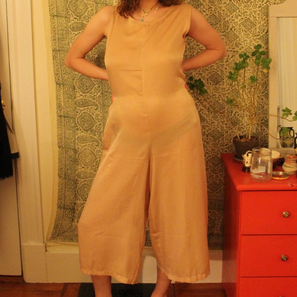 Vintage peach satin jumpsuit